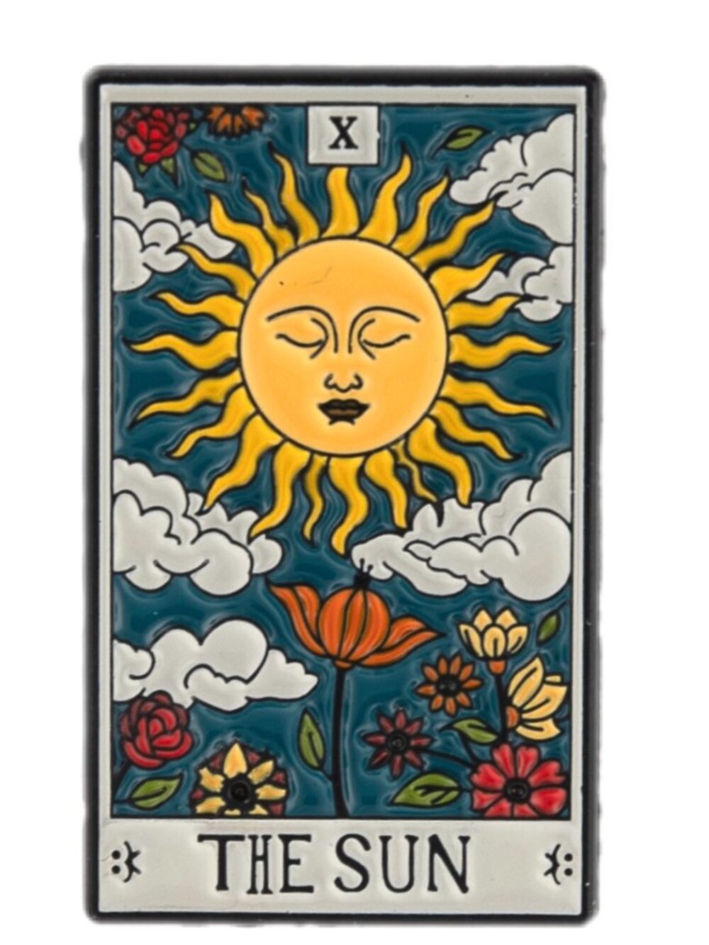 The Sun Tarot Card Floral Celestial Enamel Pin